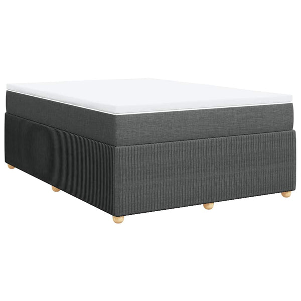 Box Spring Bed with Mattress Dark Gray Full Fabric