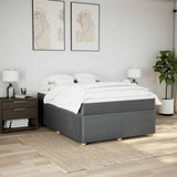 Box Spring Bed with Mattress Dark Gray Full Fabric