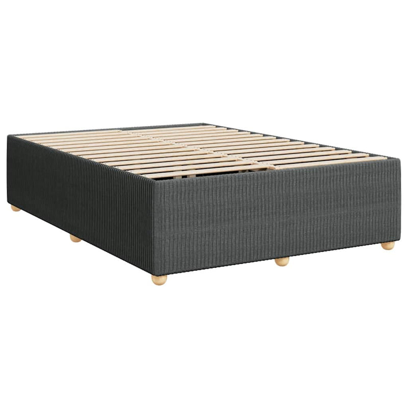 Box Spring Bed with Mattress Dark Gray Full Fabric