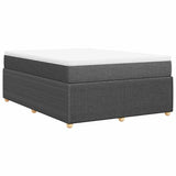 Box Spring Bed with Mattress Dark Gray Full Fabric