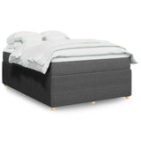 Box Spring Bed with Mattress Dark Gray Full Fabric