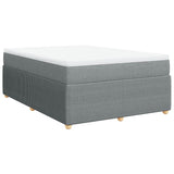 Box Spring Bed with Mattress Light Gray Queen Fabric