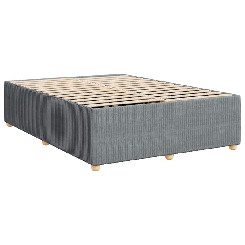 Box Spring Bed with Mattress Light Gray Queen Fabric