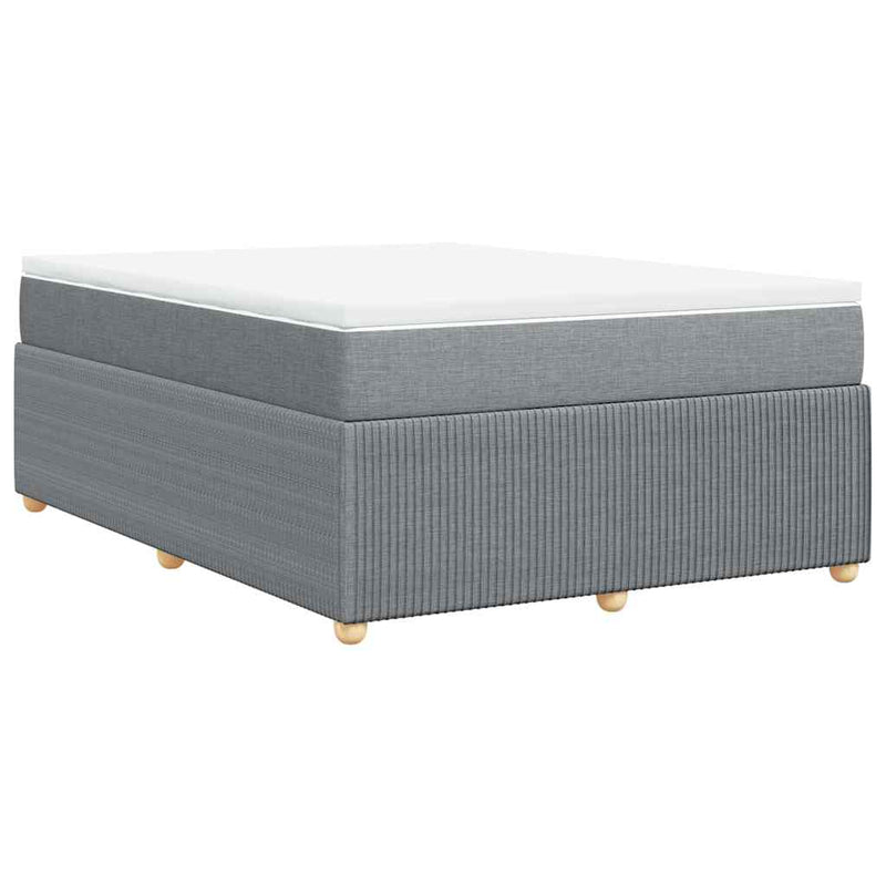 Box Spring Bed with Mattress Light Gray Queen Fabric