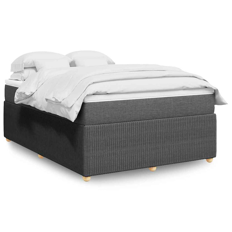 Box Spring Bed with Mattress Dark Gray Queen Fabric