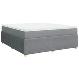 Box Spring Bed with Mattress Light Gray California King Fabric