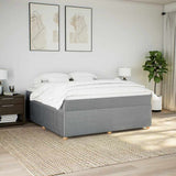 Box Spring Bed with Mattress Light Gray California King Fabric