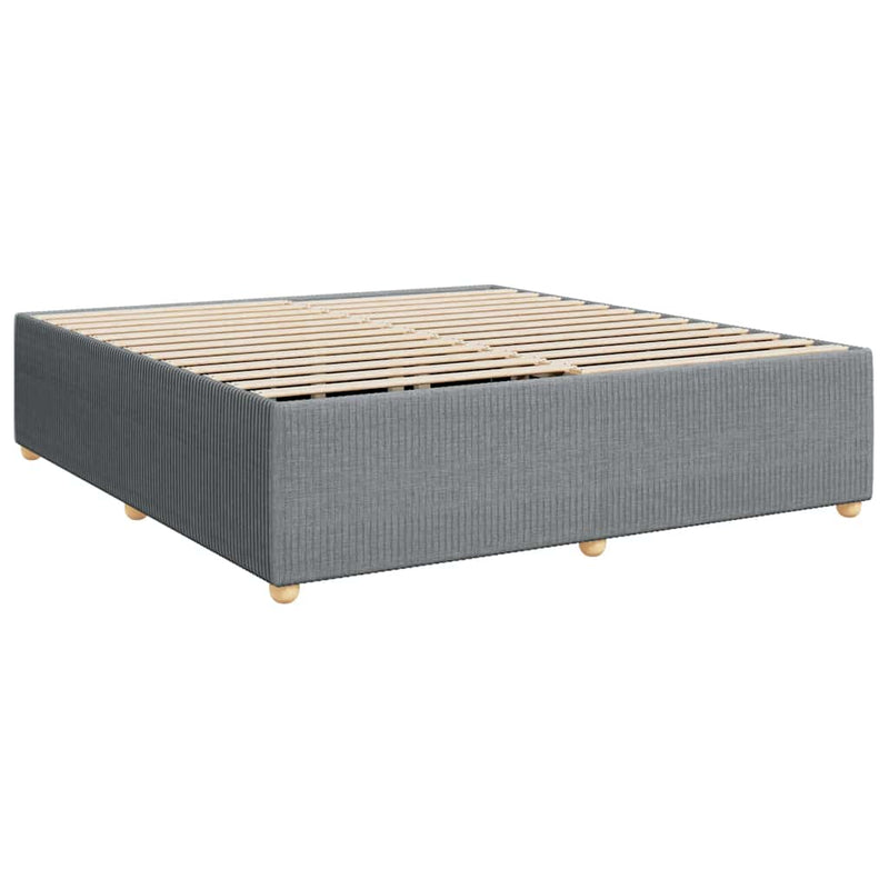 Box Spring Bed with Mattress Light Gray California King Fabric