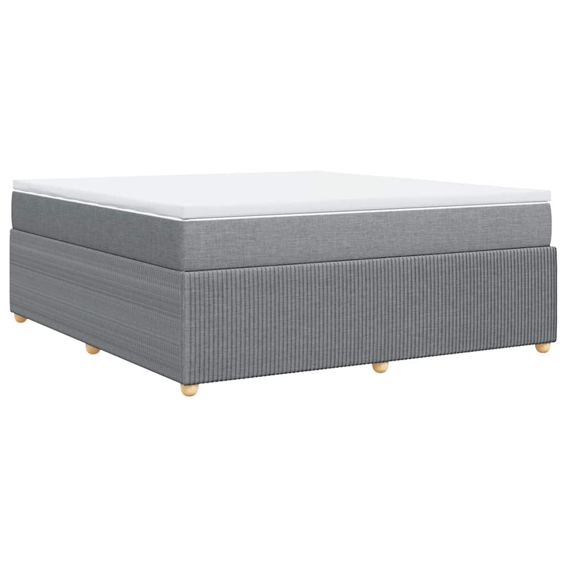 Box Spring Bed with Mattress Light Gray California King Fabric