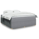 Box Spring Bed with Mattress Light Gray California King Fabric