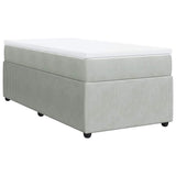 Box Spring Bed with Mattress Light Gray Twin Velvet