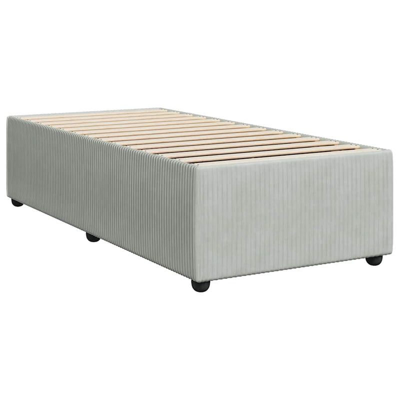 Box Spring Bed with Mattress Light Gray Twin Velvet