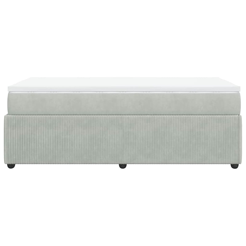 Box Spring Bed with Mattress Light Gray Twin Velvet