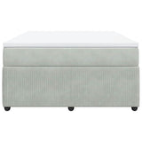 Box Spring Bed with Mattress Light Gray Full Velvet