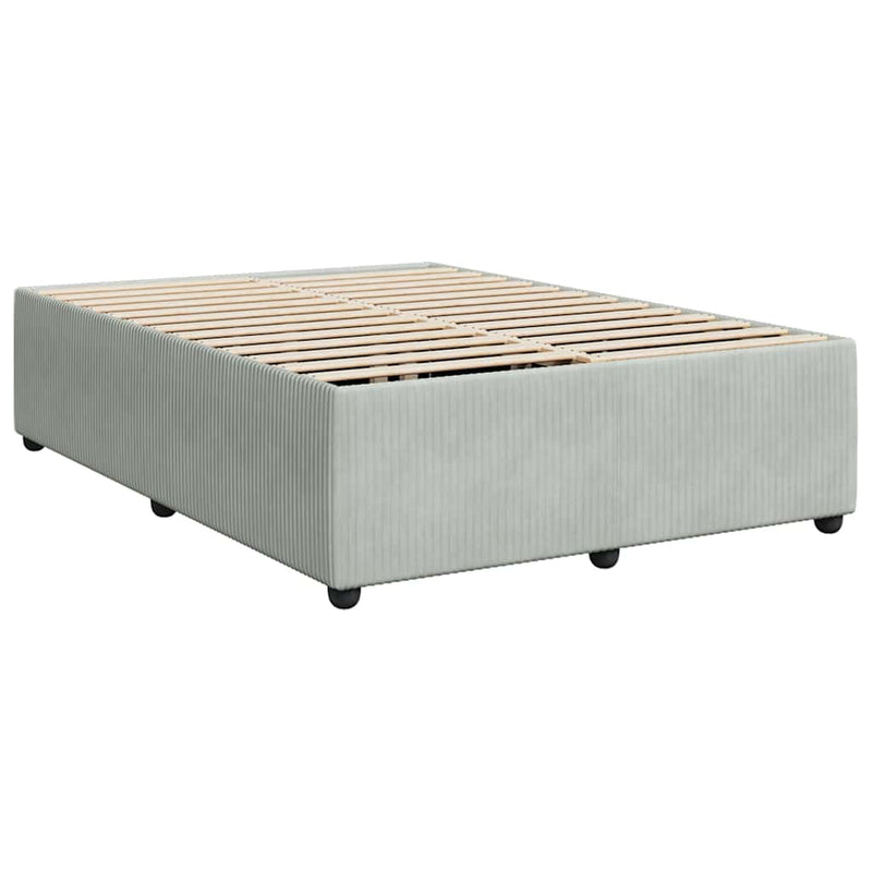 Box Spring Bed with Mattress Light Gray Full Velvet