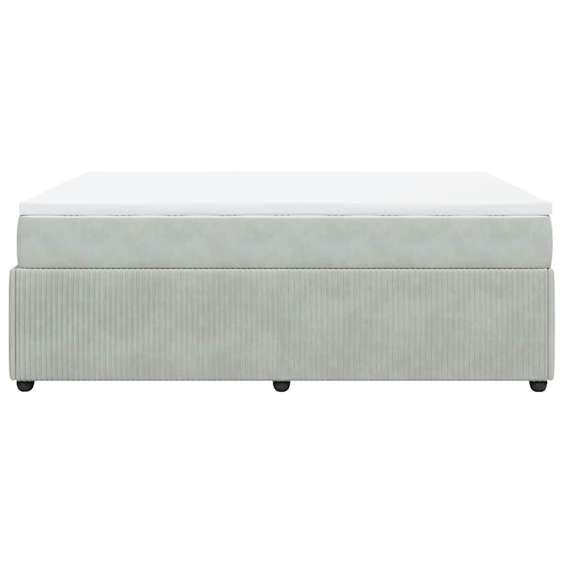 Box Spring Bed with Mattress Light Gray Full Velvet