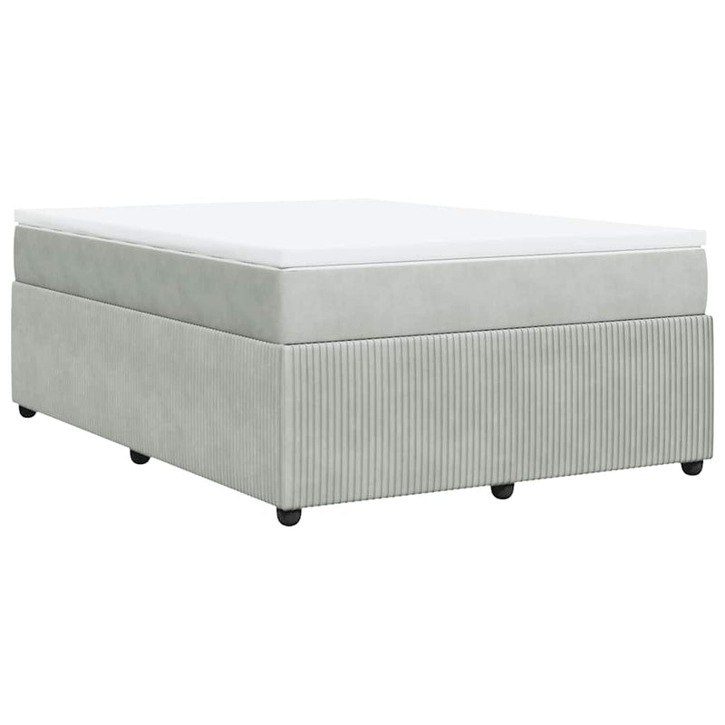 Box Spring Bed with Mattress Light Gray Full Velvet