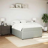 Box Spring Bed with Mattress Light Gray Queen Velvet