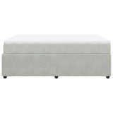 Box Spring Bed with Mattress Light Gray Queen Velvet