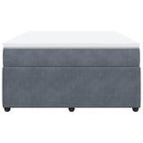 Box Spring Bed with Mattress Dark Gray Queen Velvet