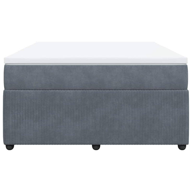 Box Spring Bed with Mattress Dark Gray Queen Velvet