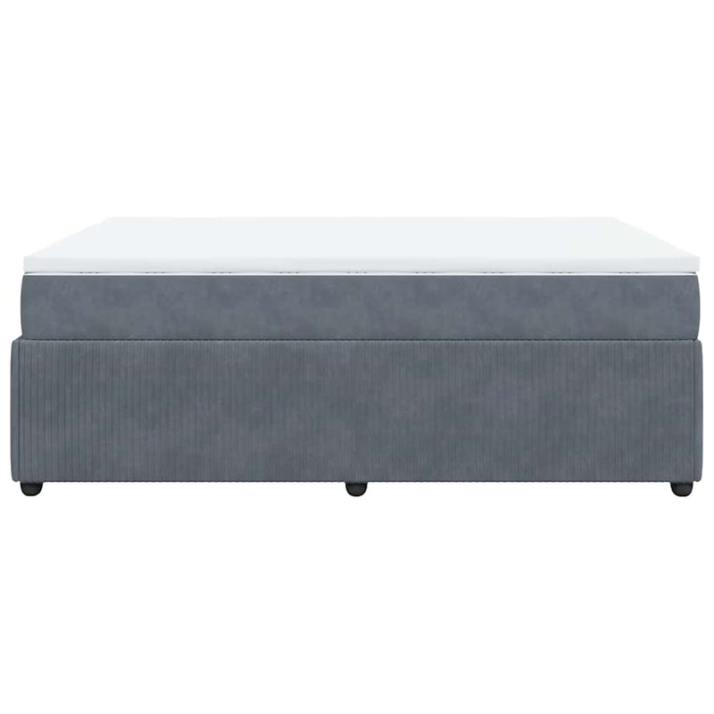 Box Spring Bed with Mattress Dark Gray Queen Velvet