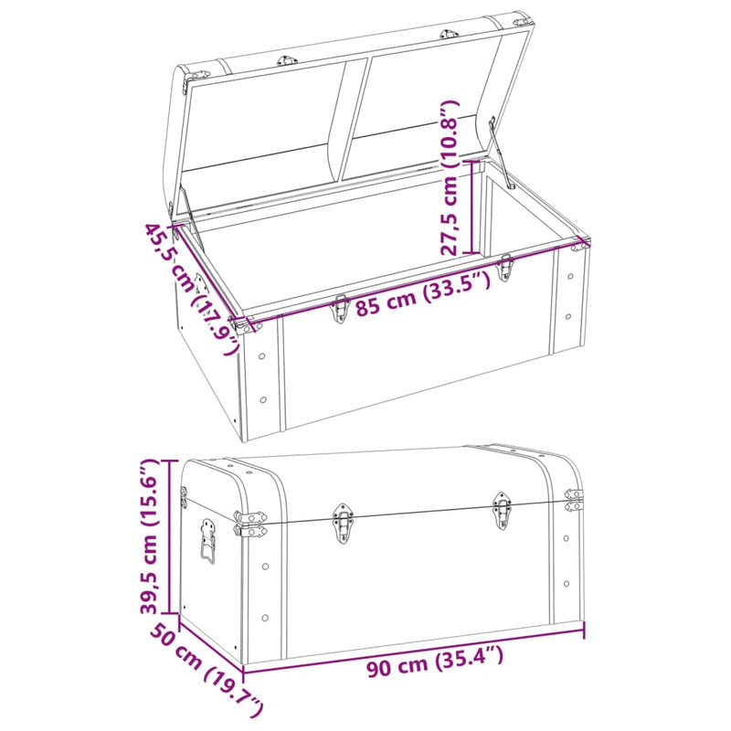 Treasure Chest with Latches Dark Brown 35.4"x19.7"x15.6" Plywood