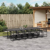 13 Piece Patio Dining Set with Cushions Black Poly Rattan