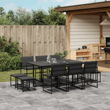 11 Piece Patio Dining Set with Cushions Black Textilene