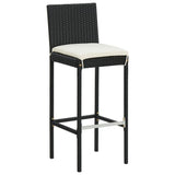 3 Piece Patio Bar Set Black Solid Wood Acacia and Poly Rattan