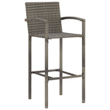 5 Piece Patio Bar Set Gray Solid Wood Acacia and Poly Rattan