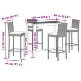 5 Piece Patio Bar Set Gray Solid Wood Acacia and Poly Rattan