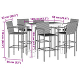 7 Piece Patio Bar Set Gray Solid Wood Acacia and Poly Rattan