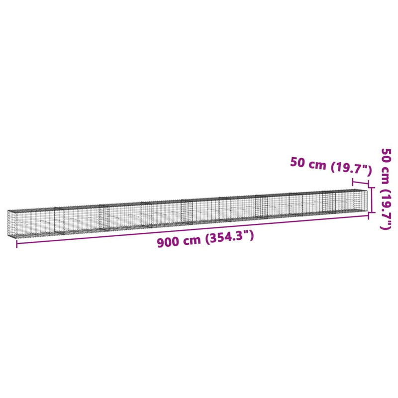 Gabion Basket with Cover 354.3"x19.7"x19.7" Galvanized Iron