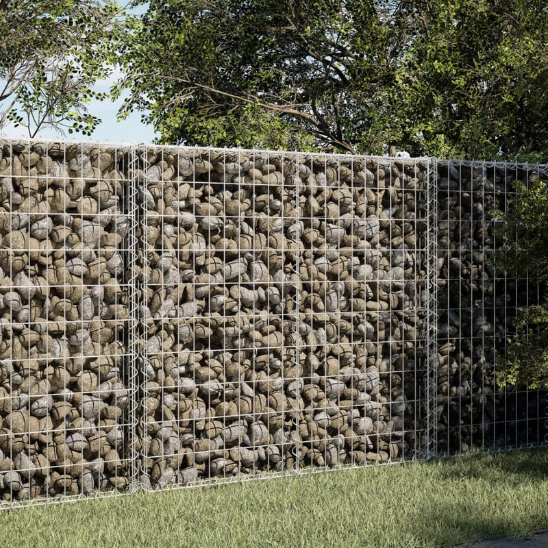 Gabion Basket with Cover 39.4"x19.7"x39.4" Galvanized Iron