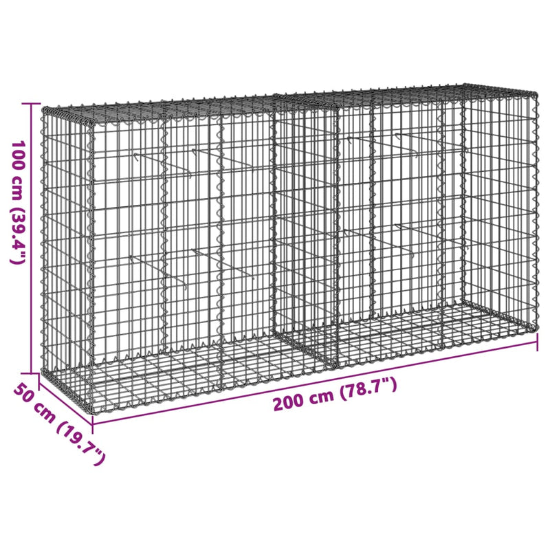 Gabion Basket with Cover 78.7"x19.7"x39.4" Galvanized Iron