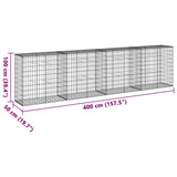 Gabion Basket with Cover 157.5"x19.7"x39.4" Galvanized Iron