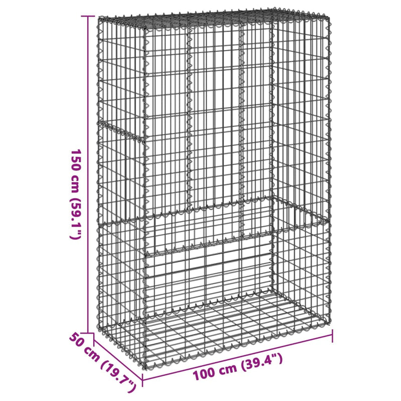 Gabion Basket with Cover 39.4"x19.7"x59.1" Galvanized Iron