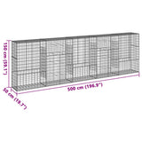 Gabion Basket with Cover 196.9"x19.7"x59.1" Galvanized Iron