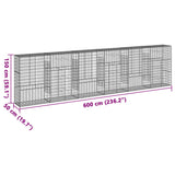 Gabion Basket with Cover 236.2"x19.7"x59.1" Galvanized Iron