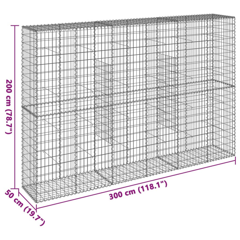 Gabion Basket with Cover 118.1"x19.7"x78.7" Galvanized Iron