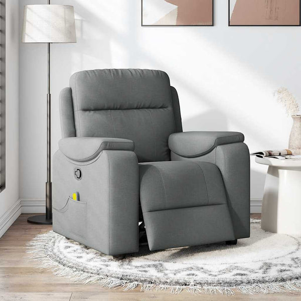 Massage Recliner Chair Dark Gray Fabric