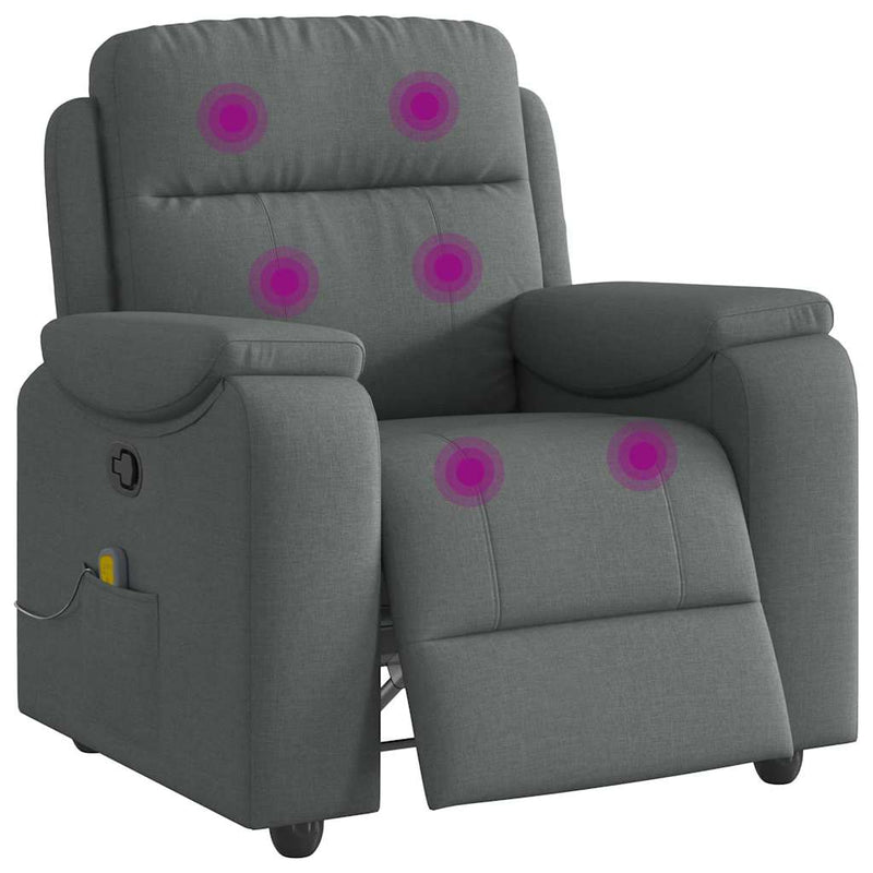 Massage Recliner Chair Dark Gray Fabric