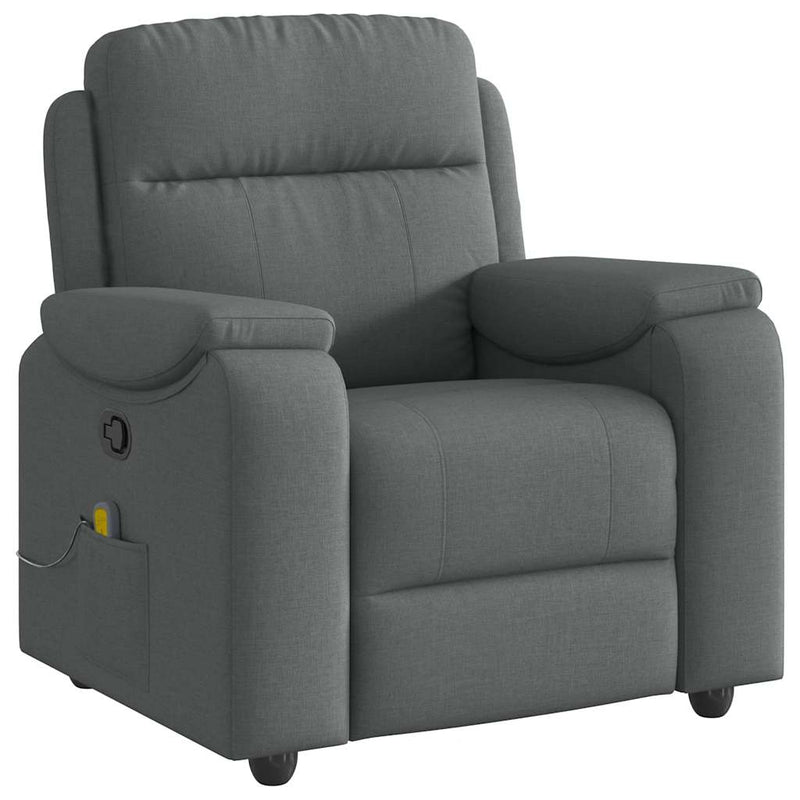 Massage Recliner Chair Dark Gray Fabric