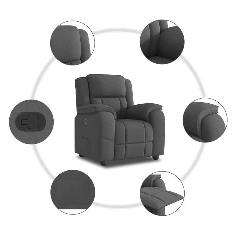 Recliner Chair Dark Gray Fabric