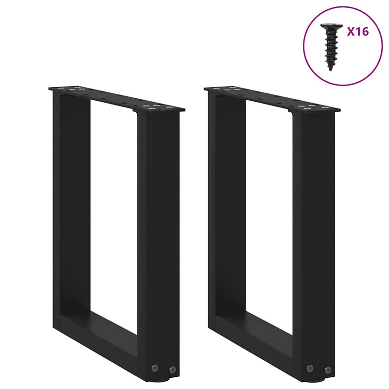 Coffee Table Legs U-Shaped 2 pcs Black 11"x(16.5"-16.9") Steel