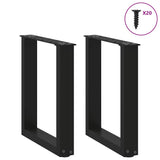 Coffee Table Legs U-Shaped 2 pcs Black 15"x(16.5"-16.9") Steel