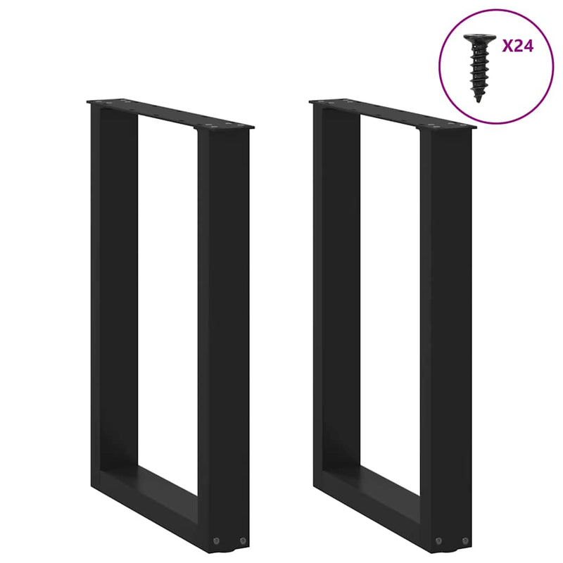 Coffee Table Legs U-Shaped 2 pcs Black 19.7"x(28.3"-28.7") Steel