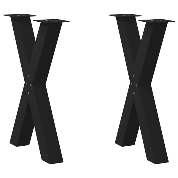 Dining Table Legs X-Shaped 2 pcs Black 23.6"x(28.3"-28.7") Steel