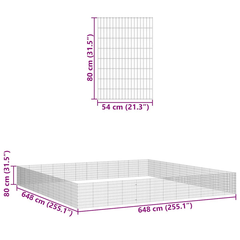 Free Range Animal Enclosure 48-Panel 21.3"x31.5" Galvanized Iron